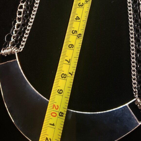 NY & Co. Black Enamel 4 Strand Chain Bib Necklace - Picture 10 of 12